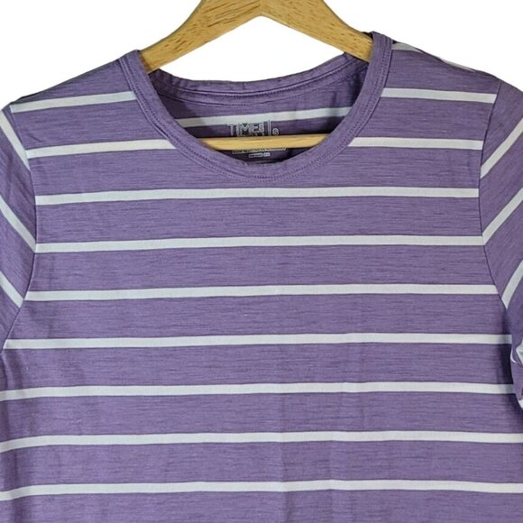 2/$15 Time And Tru Top Purple Size 4 Small Short Sleeve White Stripe Crew Neck - Picture 2 of 7